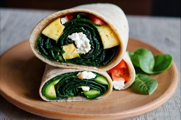 Spinach and Feta Breakfast Wrap