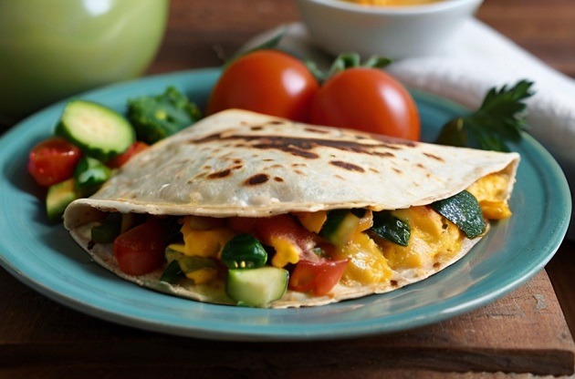 Veggie and Cheese Breakfast Quesadillas Whole Grain Breakfasts- Healthyesta